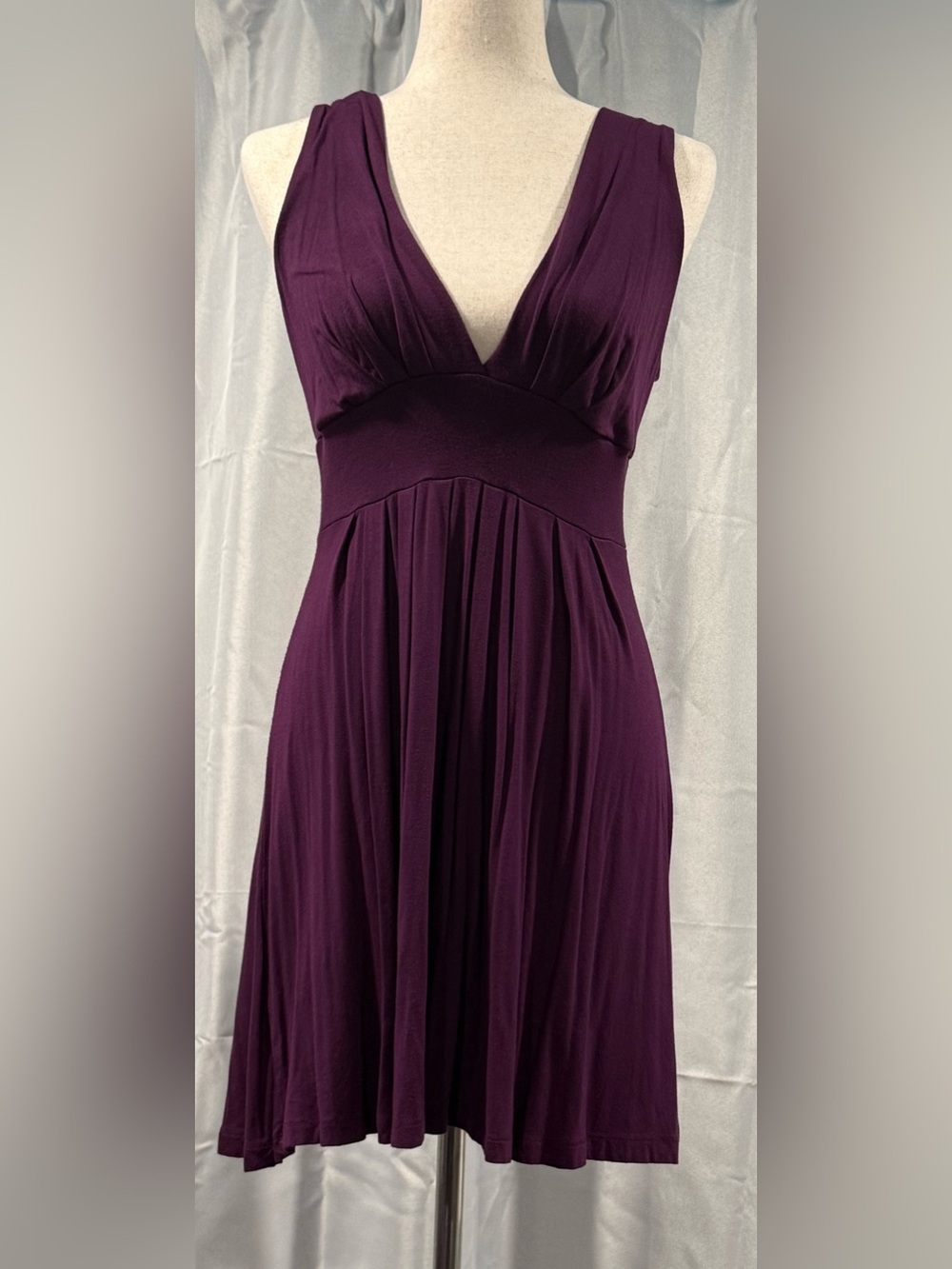 Sleeveless Deep Plum V-Neck Dress
